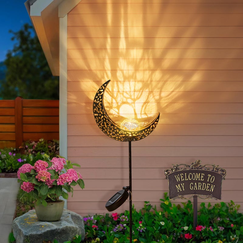 Homeimpro Moon Solar Lights Outdoor Garden Decor Gifts for Mom Women,Waterproof Stakes Yard Decorations for Lawn, Patio Accessories, Backyard Ornaments Birthday Gifts Mother Grandma (Bronze) - Image 5